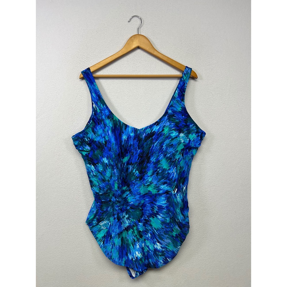 Artistic Abstract Swimsuits For All Womens 24 Blue Green Skirted Swimdress